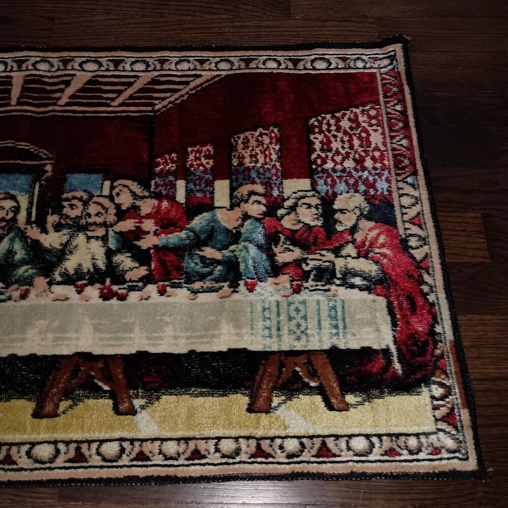 Vintage The Last Supper Tapestry Made In Italy 36x20 Jesus Apostles Religious - Picture 5 of 16